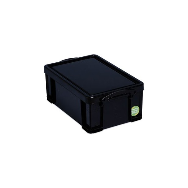 Really Useful Box Storage Tote W/ Lid, 2.37 gal, 15-11/20 in L x 10-1/25 in W x 6-1/10 in H, Black 9BKPK4 - main